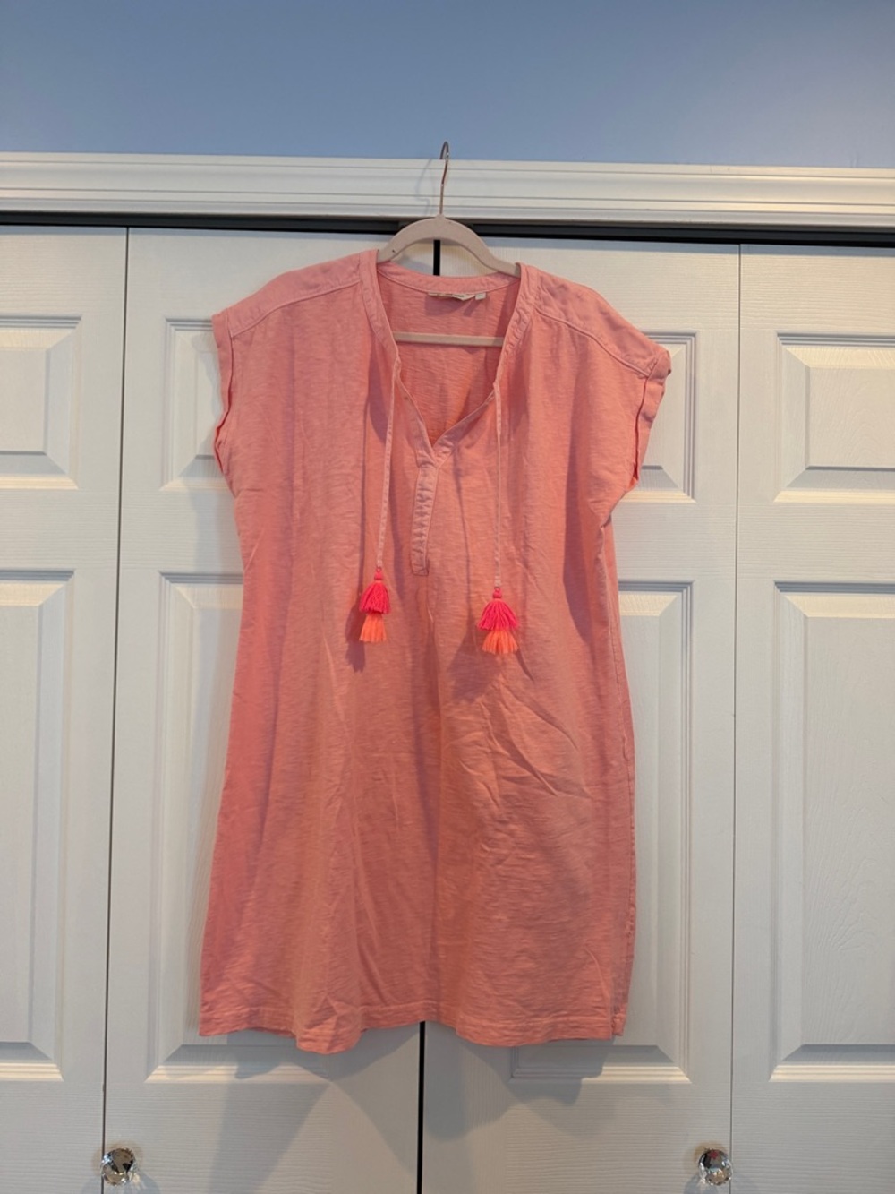 Vineyard Vines Pink V-Neck Swim Cover Up/Casual Dress with Tassels